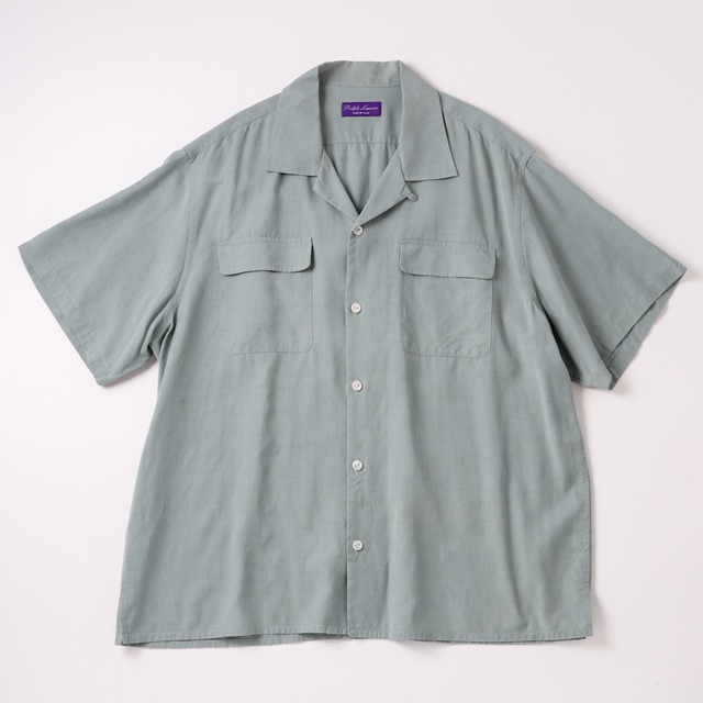 【定価10万】Ralph Lauren Purple Label special Lyocell shirt  S/S made in Italy mint condition ／ ラルフローレン パープルレーベル スペシャル リヨセル シャツ セージ イタリア製 サイズXL 半袖 ビッグサイズ ほぼ未使用品