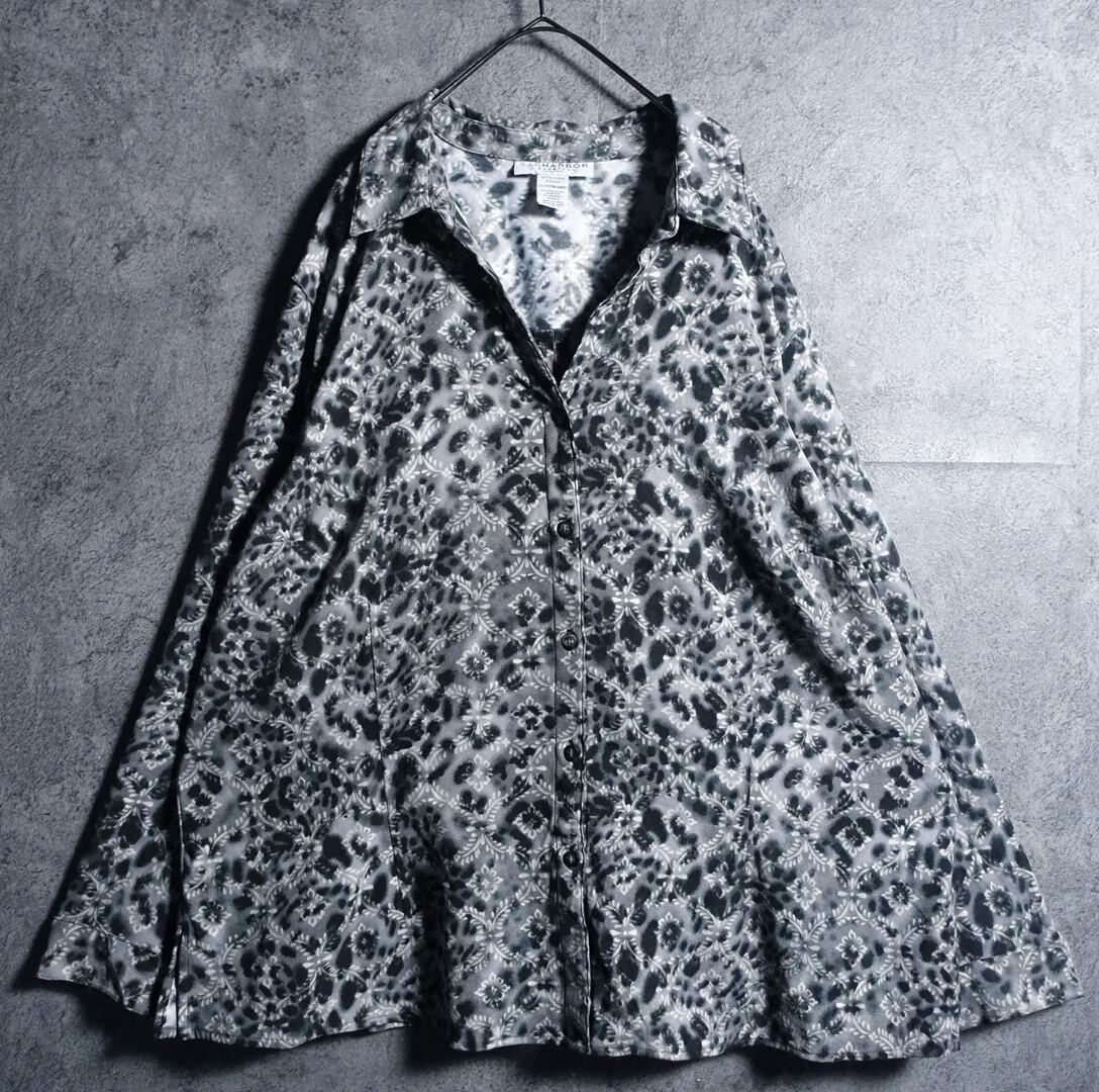 Monotone damask pattern design shirt