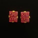 Red floral rectangle big earrings 