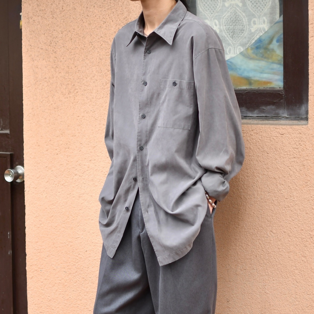 BRANDINI charcoal gray smooth cloth shirt