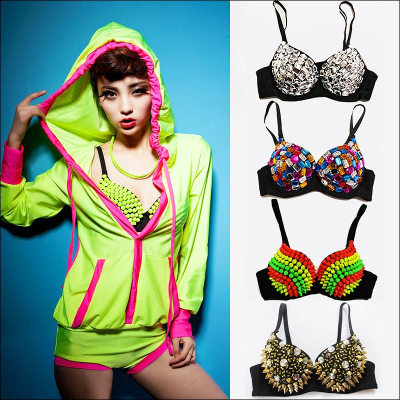 ダンス衣装】トゲトゲ スタッズ ビジュー ブラ【コスチューム