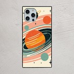 受注生産 iPhoneケース オレンジ惑星とパステル軌道｜宇宙柄 RFSP003A