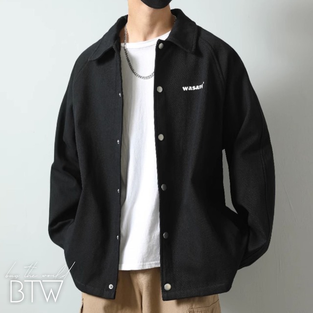 【韓国メンズファッション】カジュアル ロゴ ジャケット アウター 長袖 カジュアル シンプル BW2728
