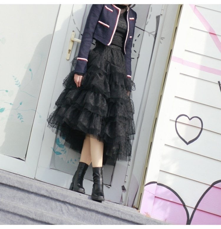 黒 フレアスカート フリル 花モチーフ スカート フリル スカート フレアスカート フリル ボトムス ワンピース