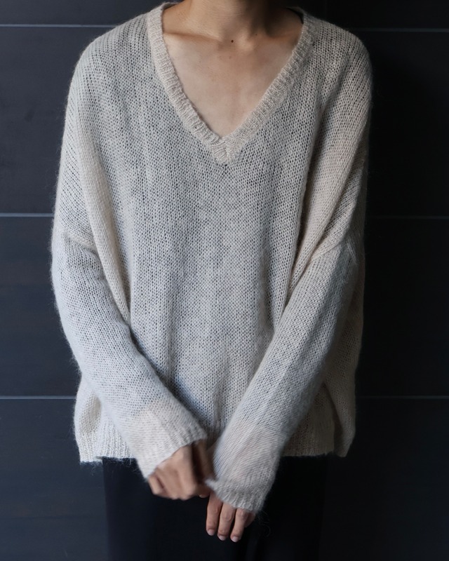 Sheer V-neck knit
