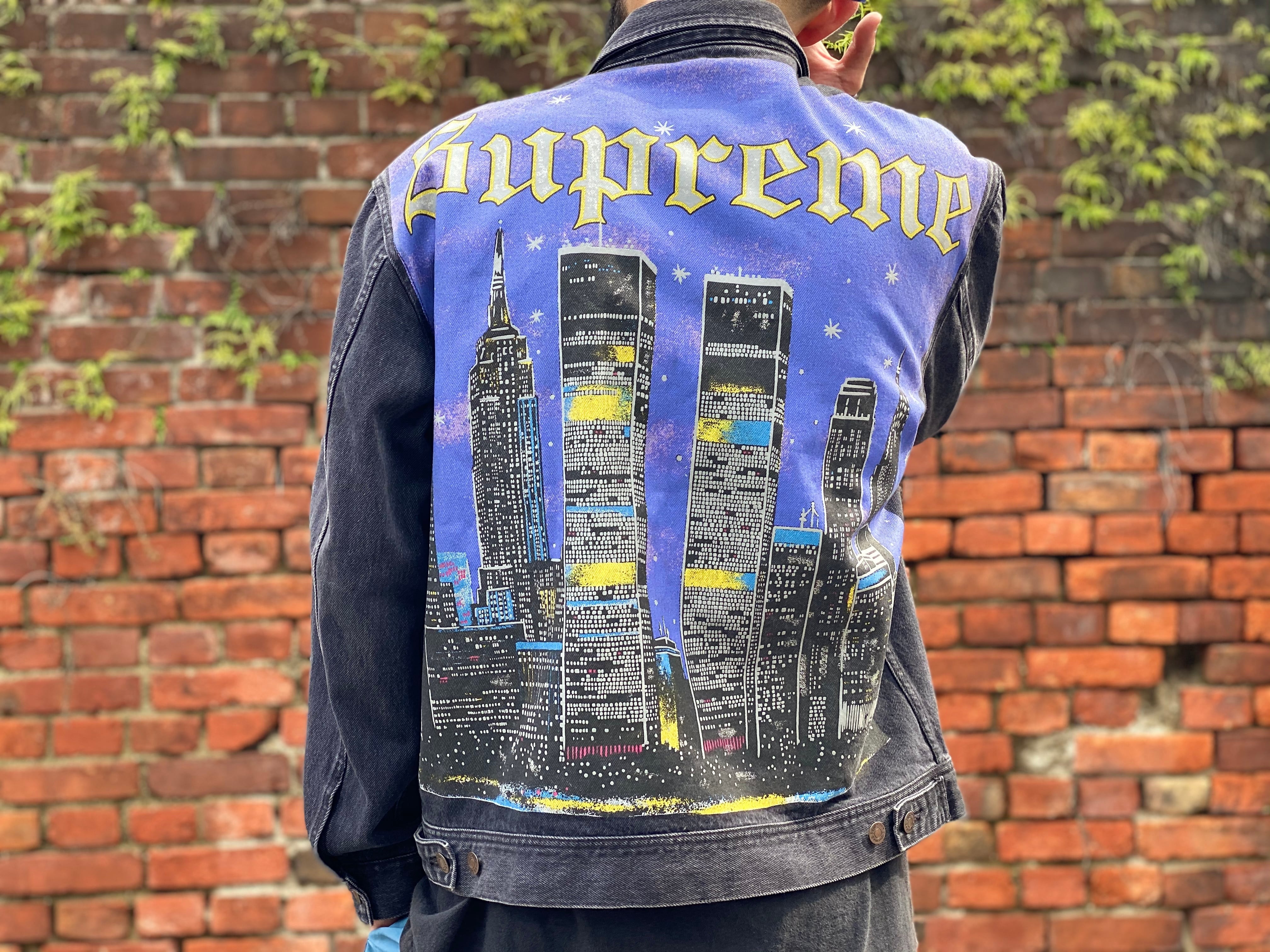 New York Painted Trucker Jacket Blue