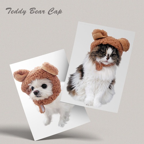 なりきりテディベア帽子　コスチューム　キャップ　くま　かぶりもの　犬服　猫服　ぬいぐるみ風　かわいい　ハロウィン　PAA0074