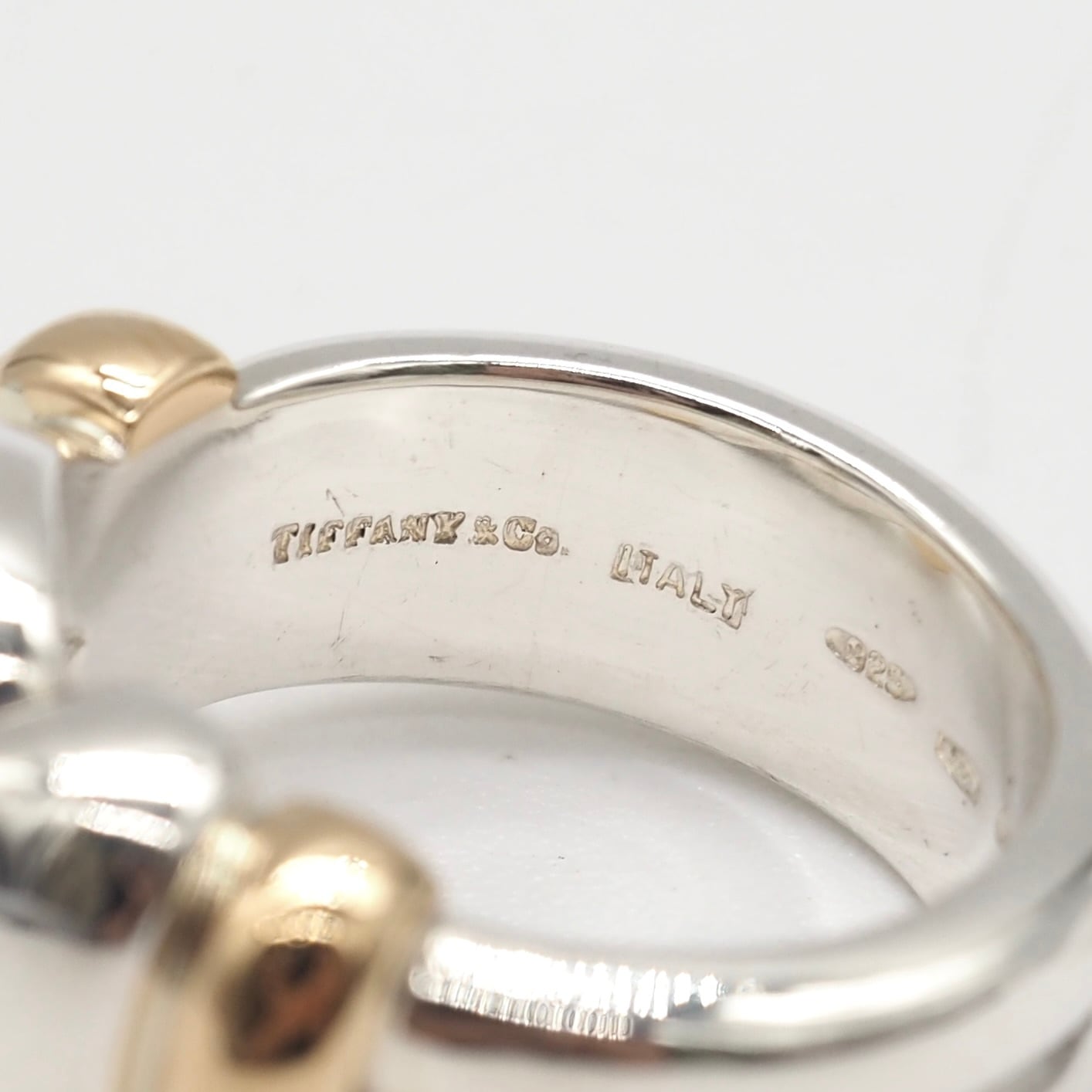 Tiffany&Co. 約12号 ワイドノット コンビ リング シルバー925 K18