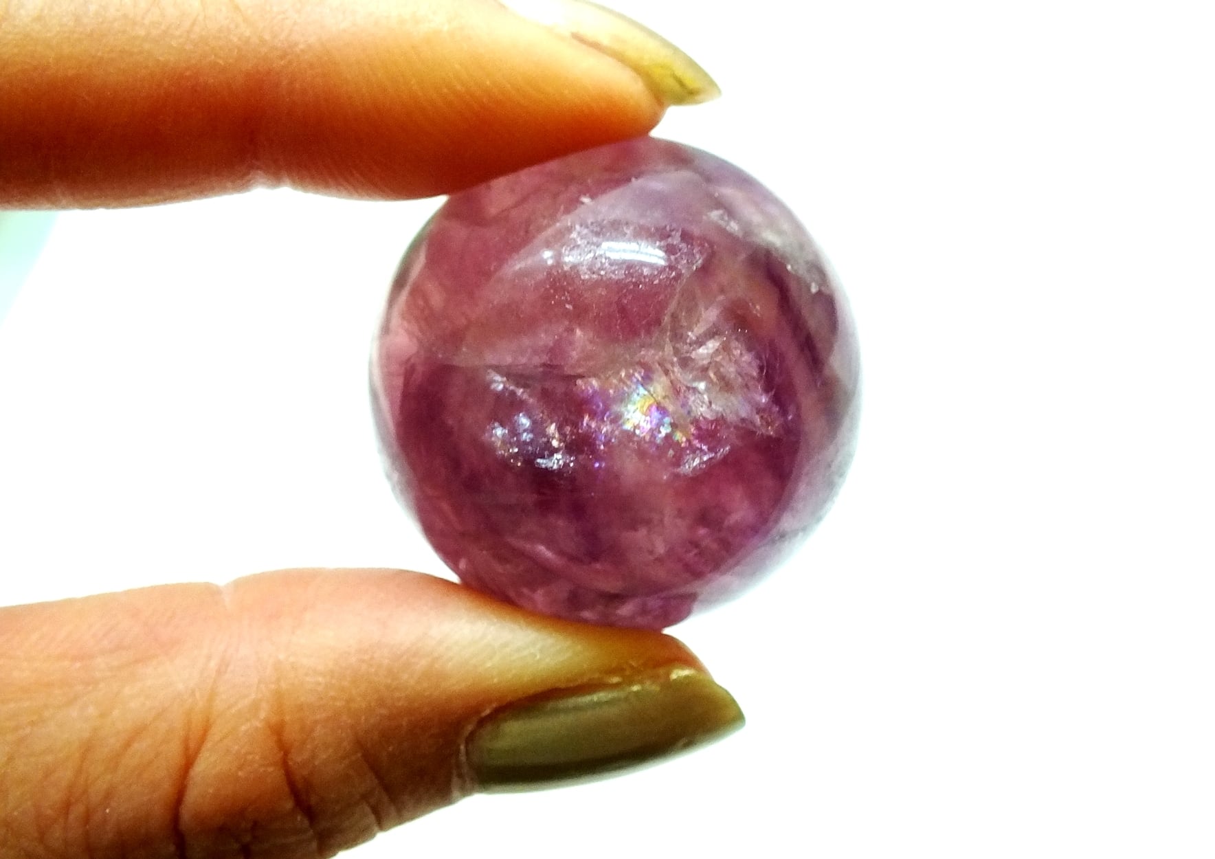 中国産「 パープル フローライト(蛍石) オーラ入り 高品質結晶 丸玉