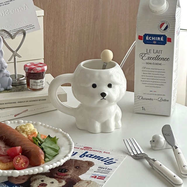 bichon mug / ビション マグカップ もこもこ わんちゃん コップ グラス 韓国インテリア雑貨