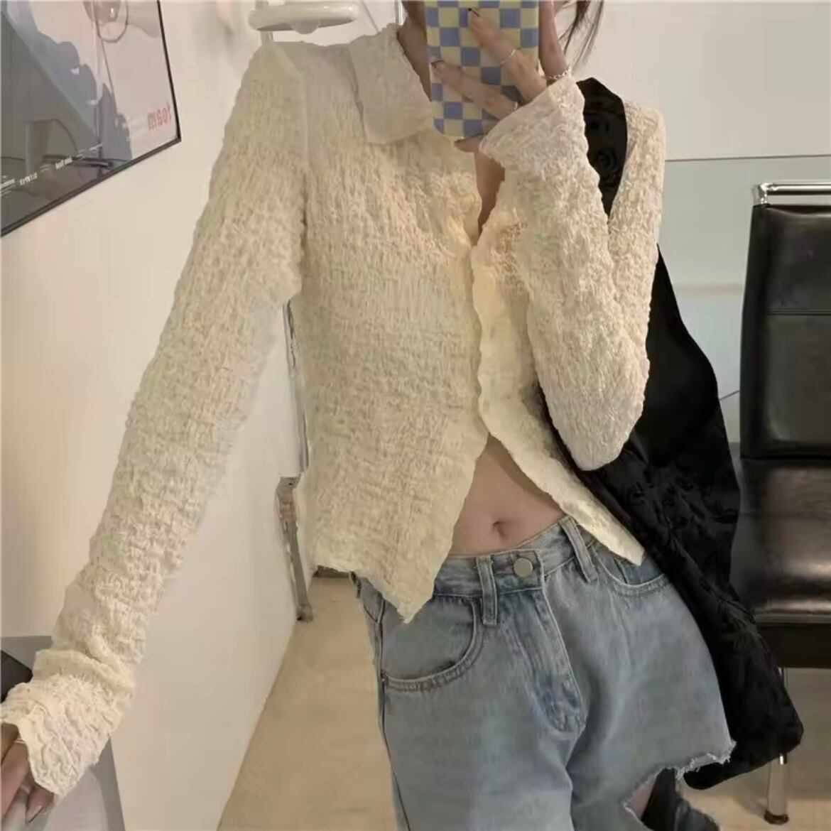 soft waffle long shirt