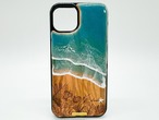 Ocean flower/wood×resin green wave case(olive wood)