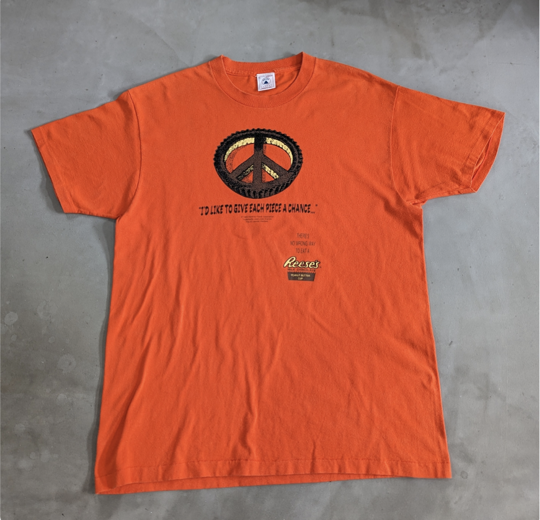 90s reese's milk chocolate peace mark tee 小岩店
