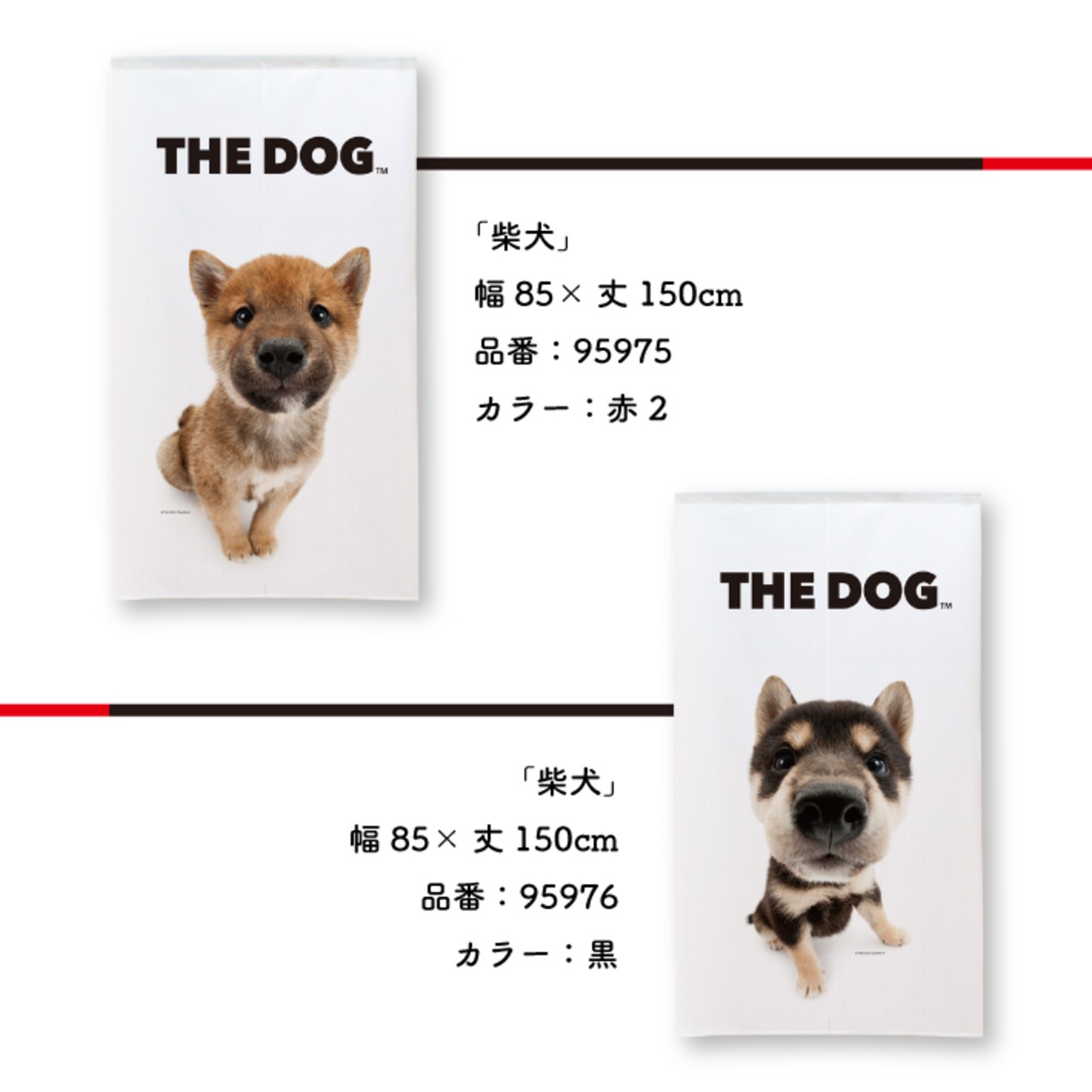 【受注生産】のれん THE DOG 柴犬 幅85×丈150cm　95973/95974/95975/95976/95977