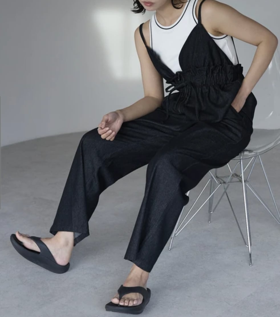 ナンバーミーTOKYO"PEPLUM DENIM ALL IN ONE"BLACK