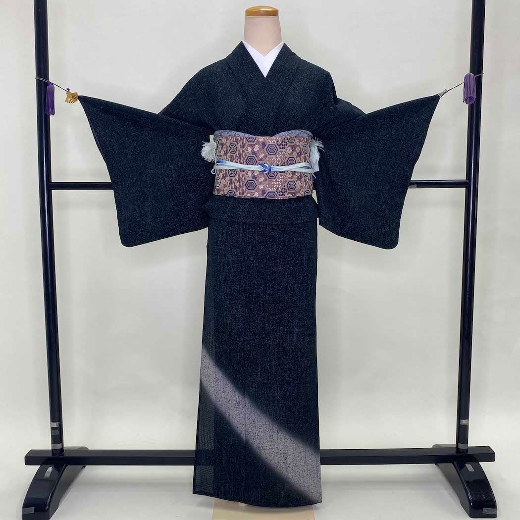 紬のお着物と帯、帯締め帯揚げの4点セット - 着物