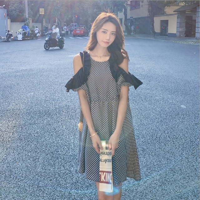 Dress 気質満点大人可愛いオフショルダーフリルデザインチェック柄ワンピース N 02 Nanastyle