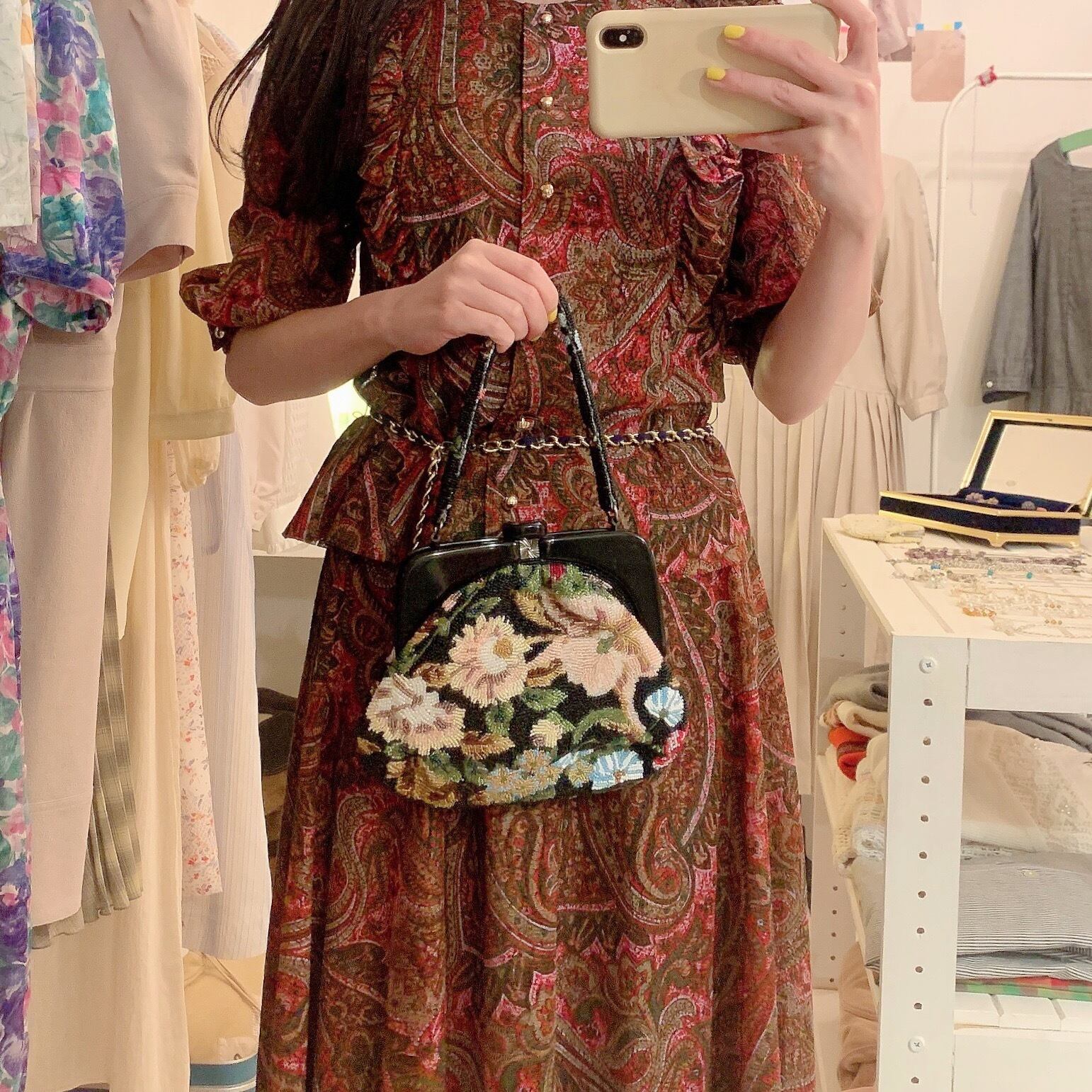 flower beads mini purse bag