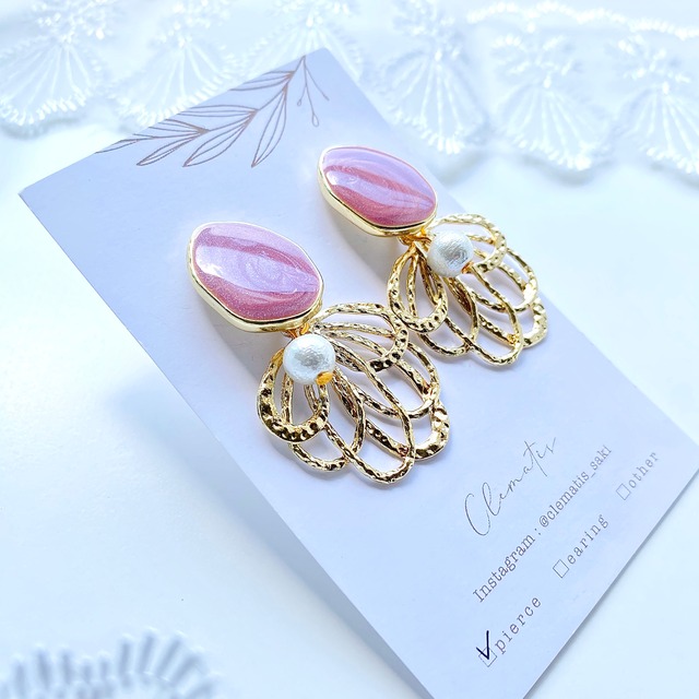 ◇D-1 変形マーブルピアス