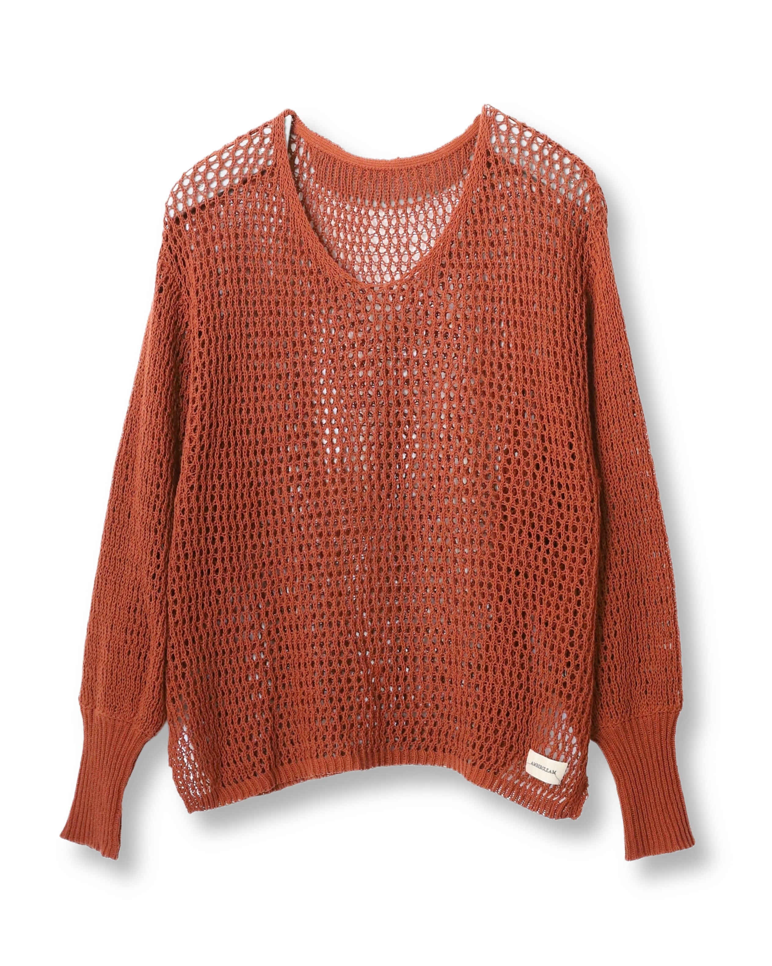 トップス AMBERGLEAM Mesh Knit Cotton V Neck Mesh Knit Cotton V Neck | AMBERGLEAM