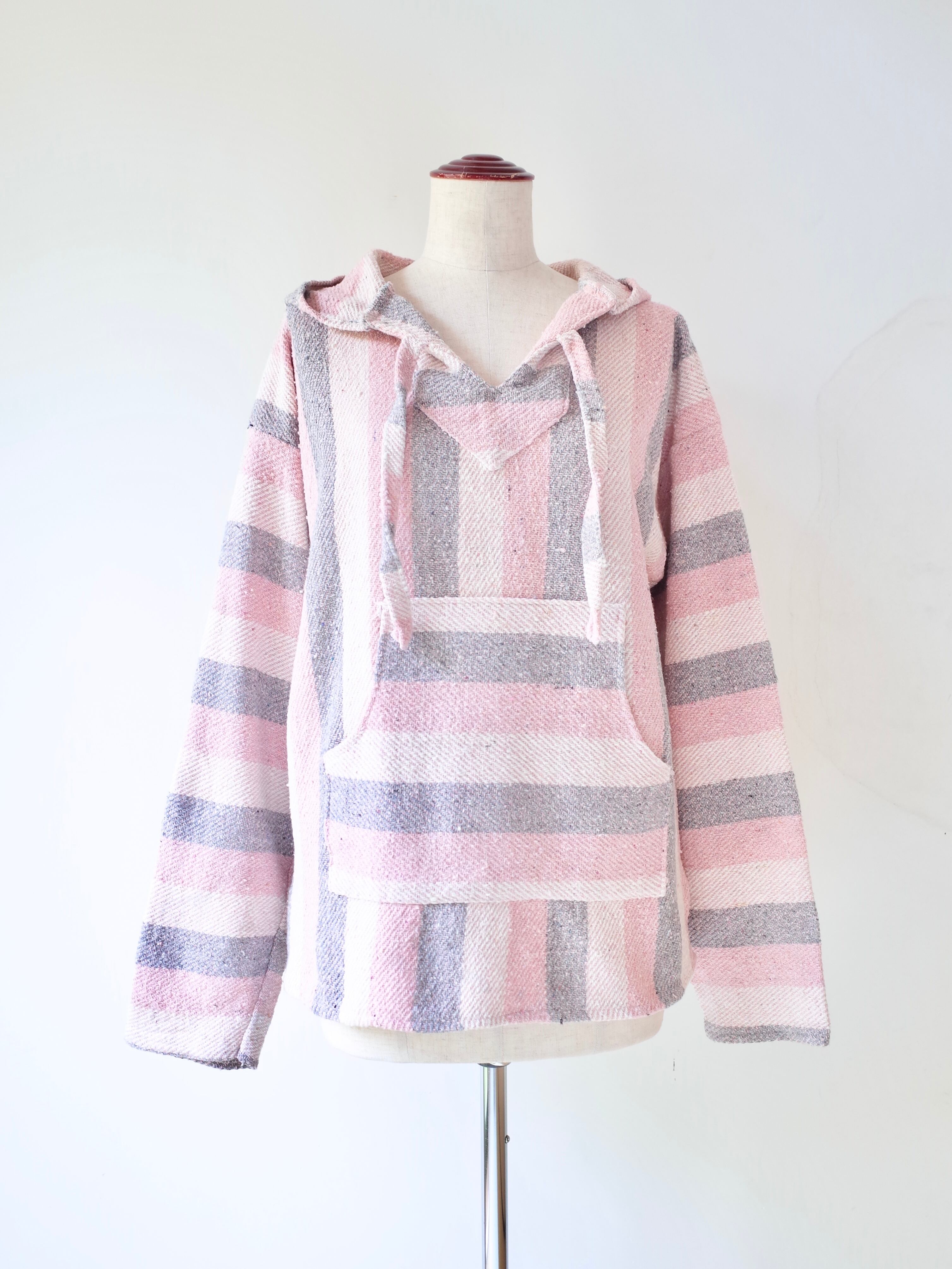 Mexican baja hoodie "pink×white×grey"