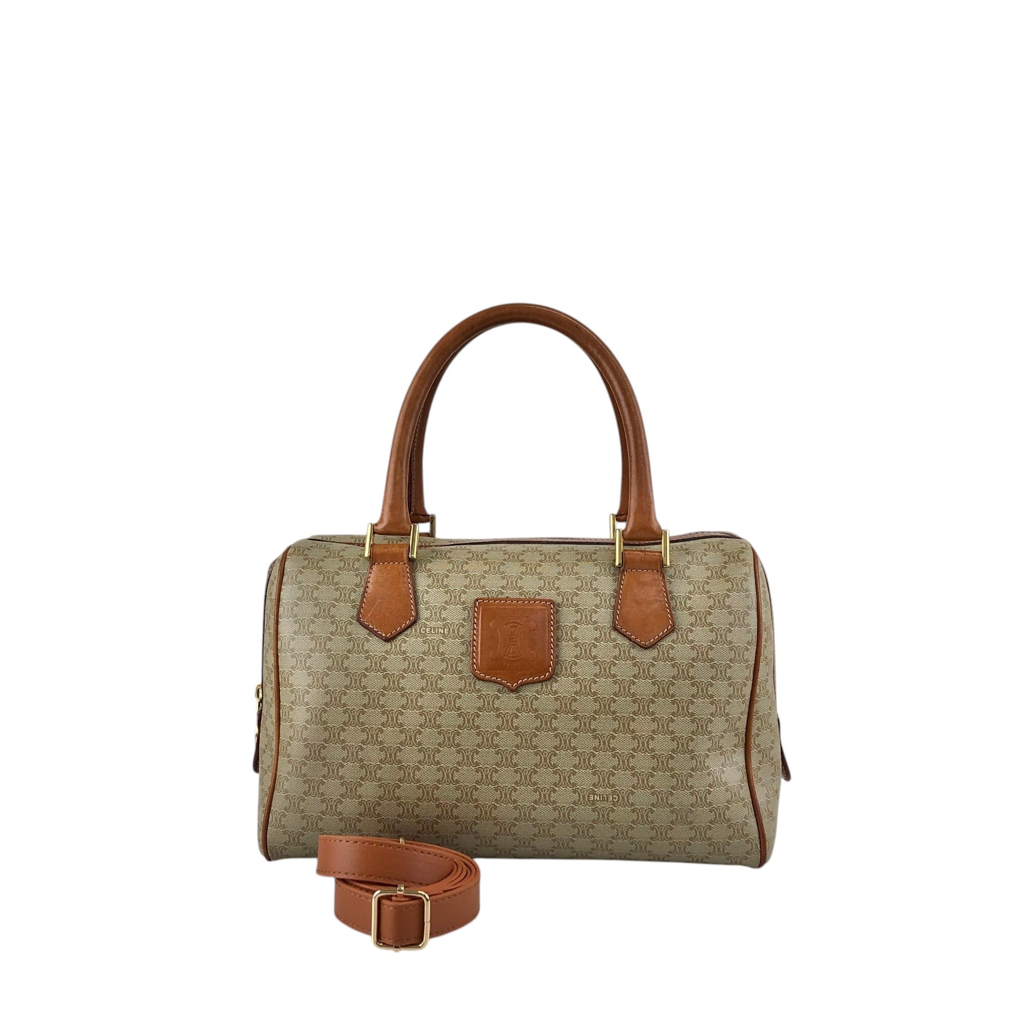 CELINE セリーヌ マカダム ショルダーバッグ ベージュ ブラゾン型押し
