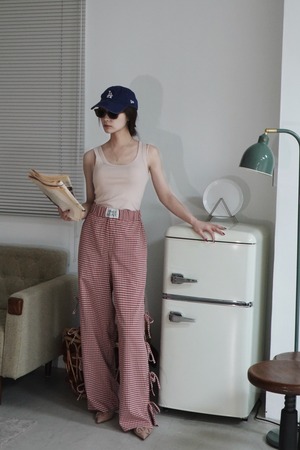 CHECK RIBBON BOXER PANTS