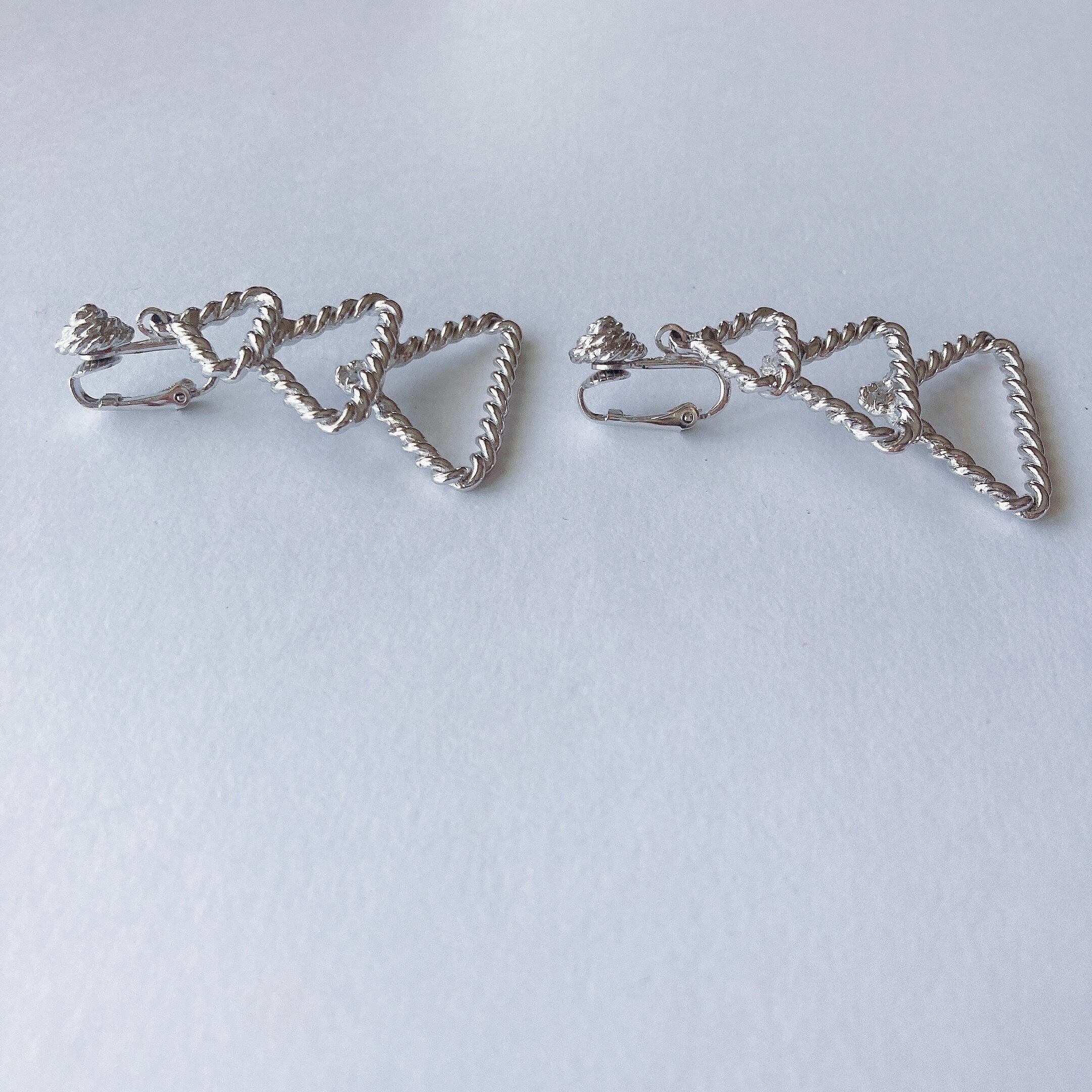 Vintage silver tone triangle dangle earrings ヴィンテージ シルバートーン トライアングル 三角形