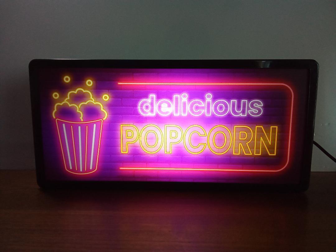 ポップコーン 映画館 シネマ DVD ブルーレイ フード サイン 看板 置物 雑貨 LED2wayライトBOX