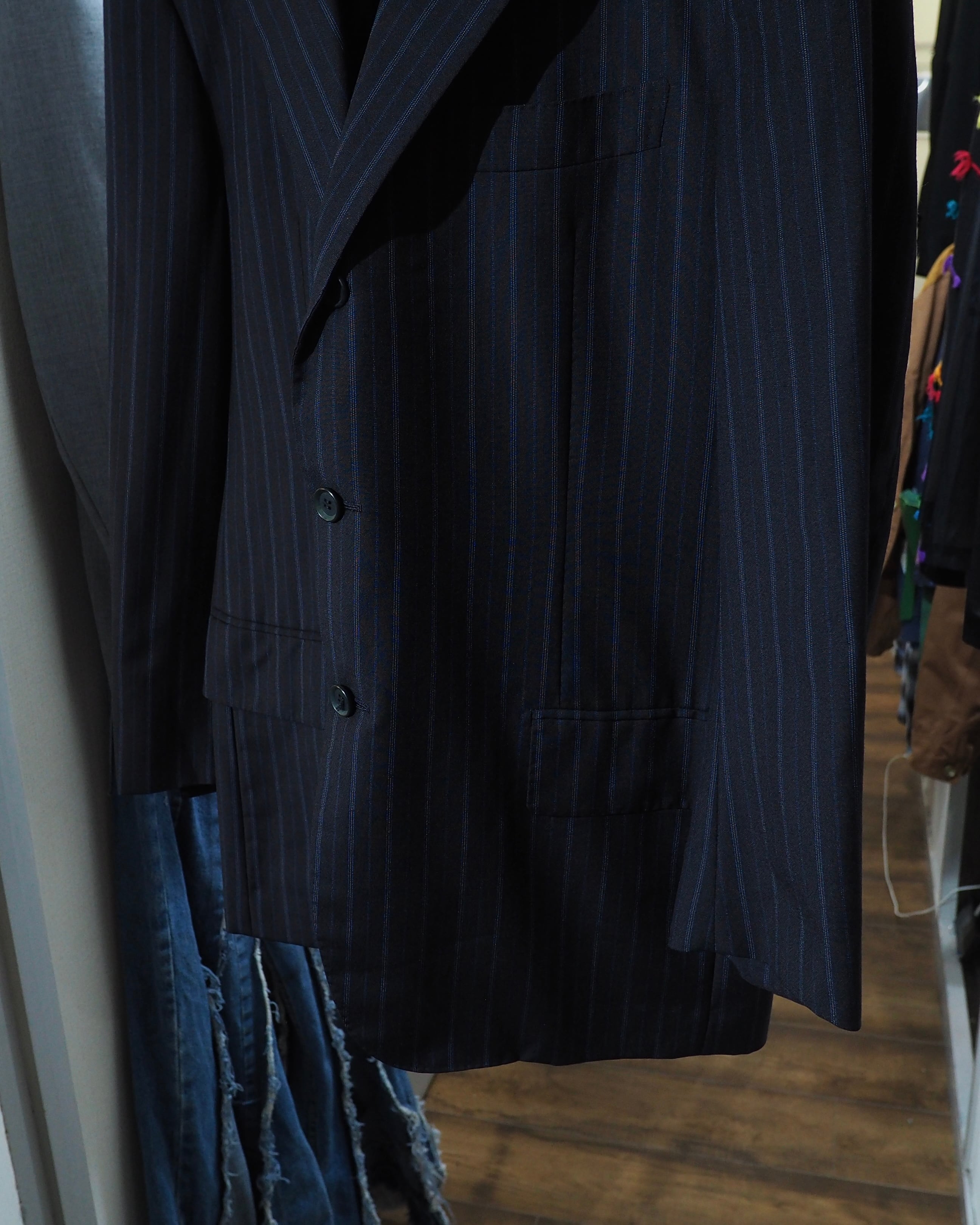 " Artigianale × Ermenegildo Zegna " Beautiful Dark Blue Pinstripe Tailored jacket (woven in italy)