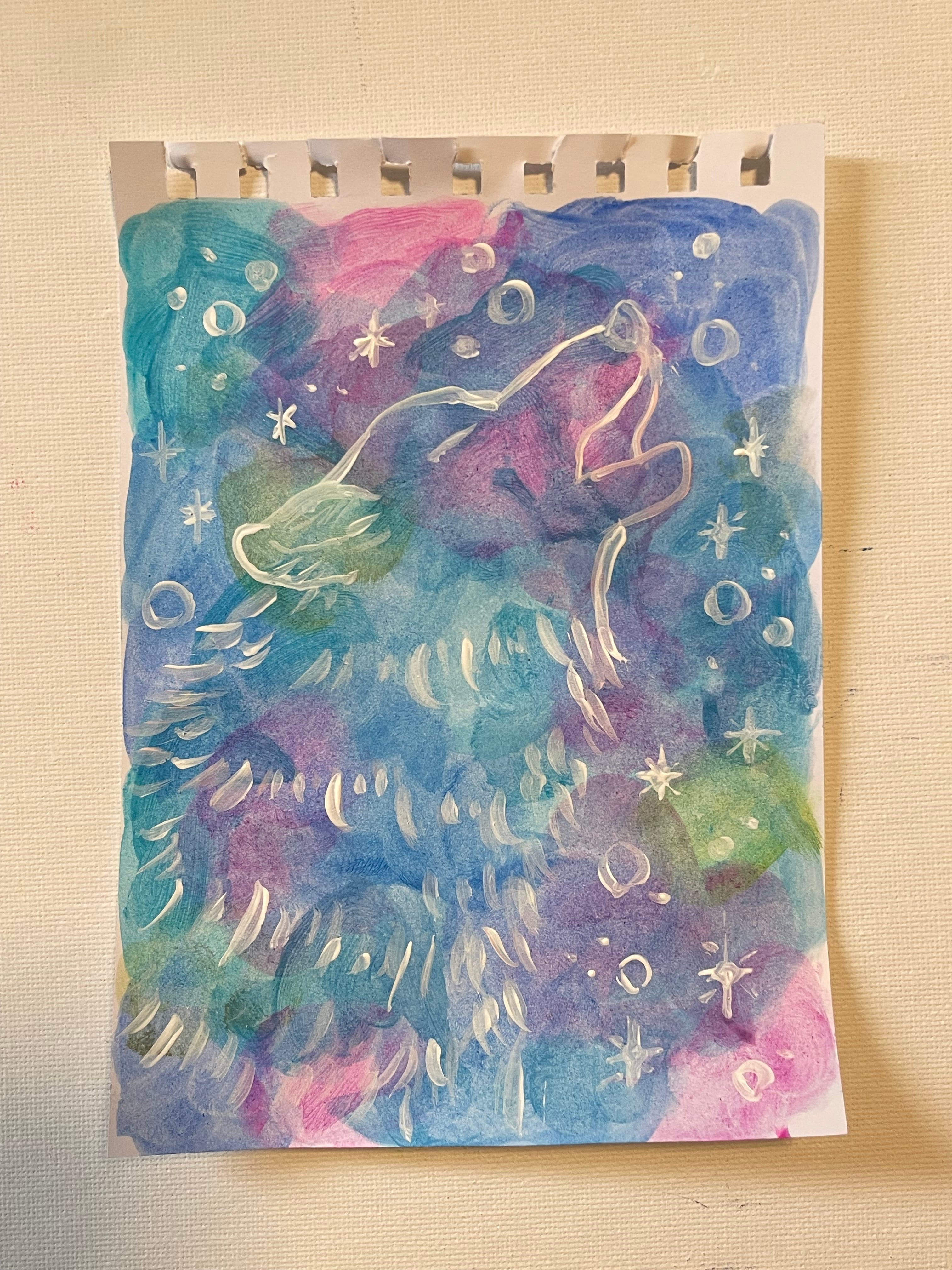 A-46/24】抽象画 動物画 金魚アクリル画 原画 絵画 現代アート