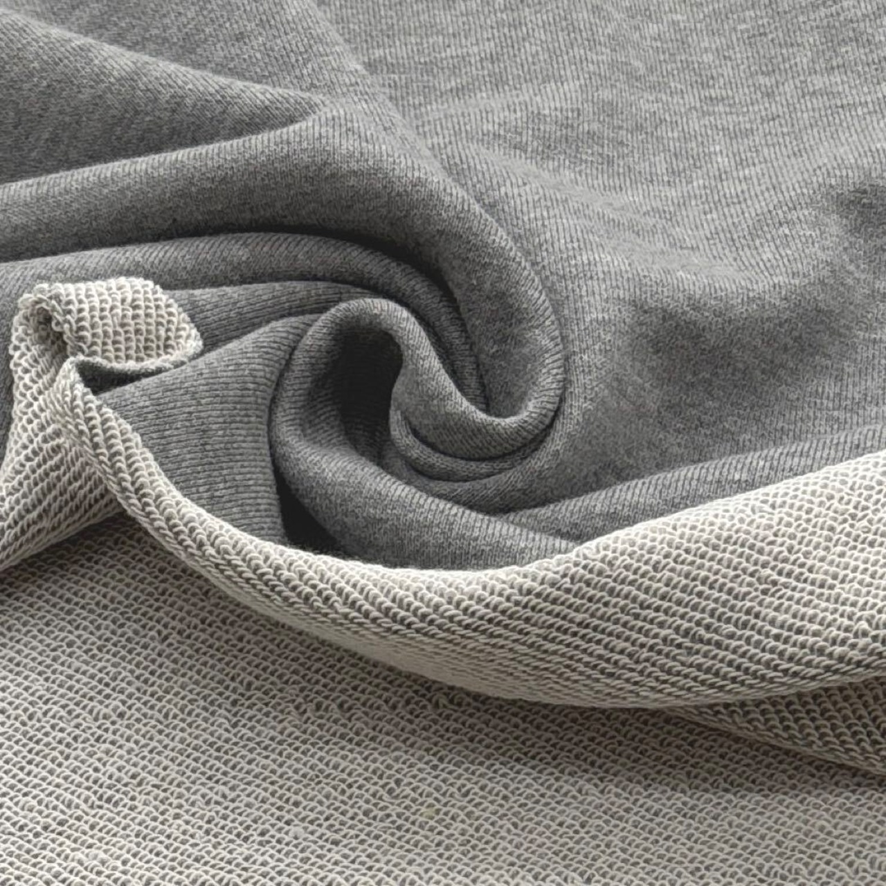 ★TC218◆2m◆綿100%裏毛ニット生地◆グレー