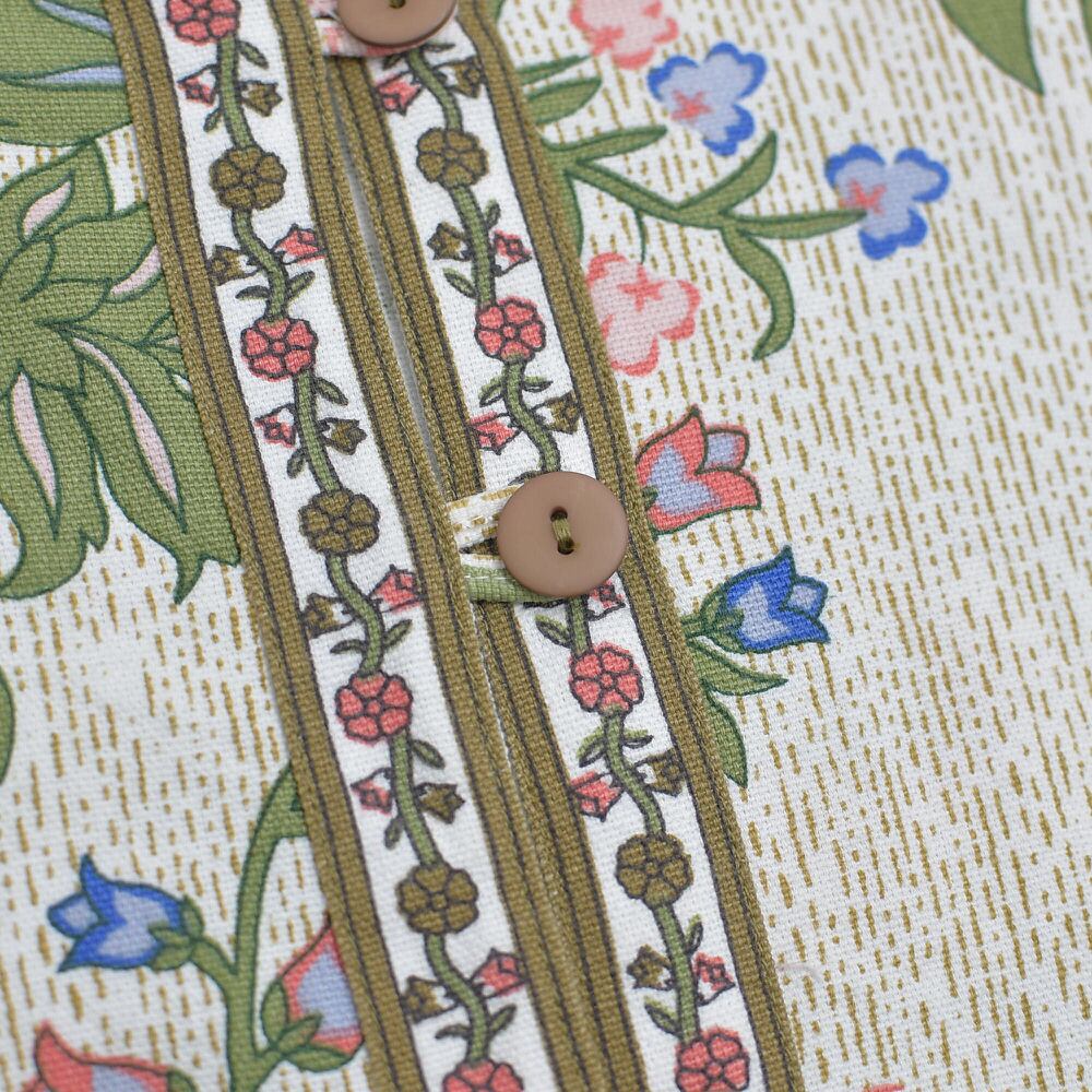 tusor court by Haband 総柄 チャイナシャツ 90s～ Tudor Court by Haband ボタニカル柄 マンダリンシャツ