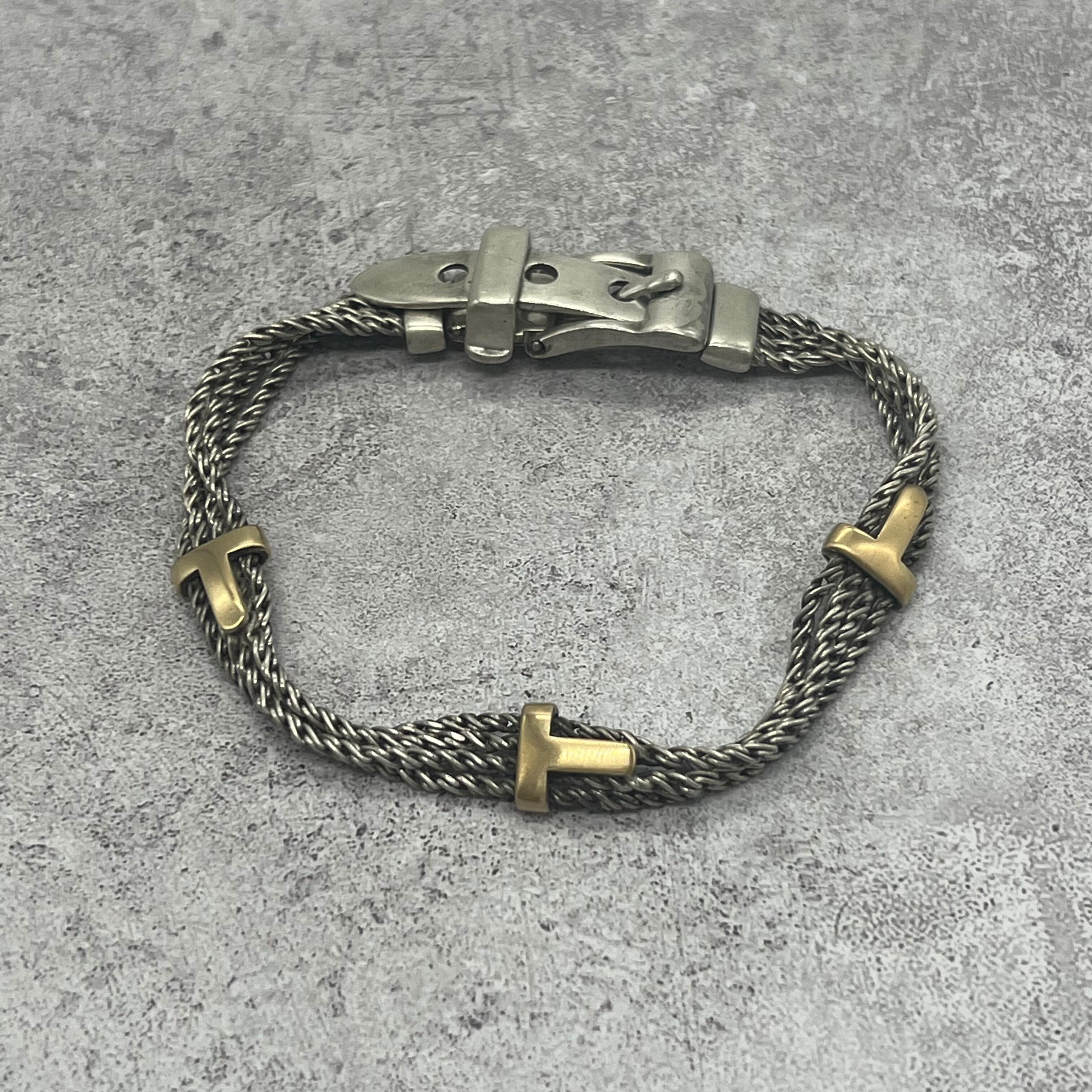 【希少】ティファニー サンチュール ブレスレット 4連 Tロープ コンビ SV YG