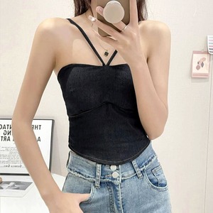 デニム風 キャミソール レディース 春夏 韓国 インナー トップス カップ付き おしゃれ 大人 かわいい カジュアル 無地 コンパクト バックシャーリング 大人可愛い 大人女子