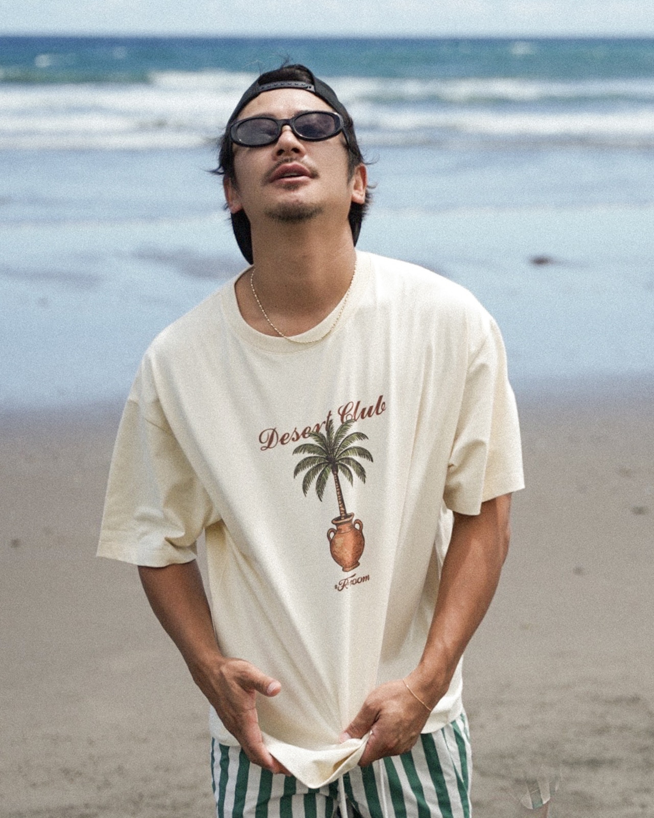 【#Re:room】DESERT CLUB PALM TREE PRINT T-SHIRTS［REC858］
