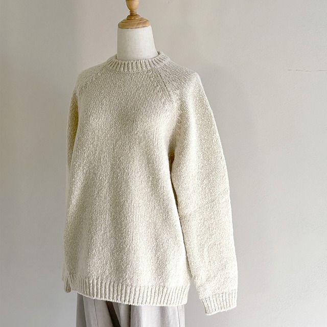 [men's] renew-wool raglan pullover 　リニューウールラグランプルオーバー　ニット　evam eva