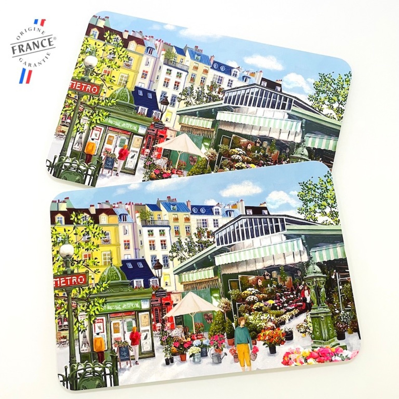 フランス雑貨 ランチョンマット 【Marche au Fleurs シテ島】 花　市場 WINKLER ウィンクラー ランチョンマット プレイスマット プラスティック製 ランチマット 洗える テーブル用品 雑貨 2枚セット 食卓 おしゃれ 食洗機対応 食事用