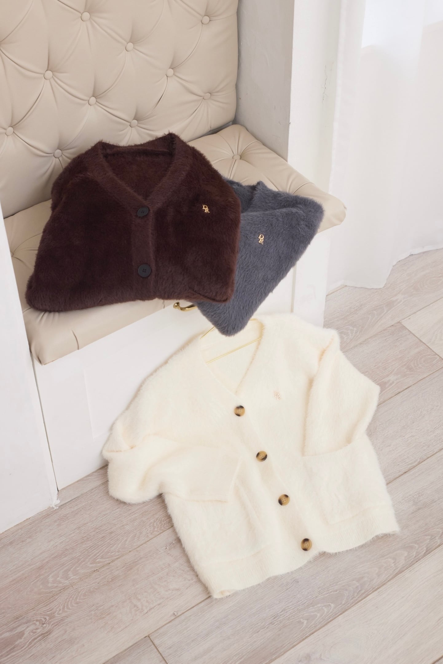 DR shaggy over cardigan