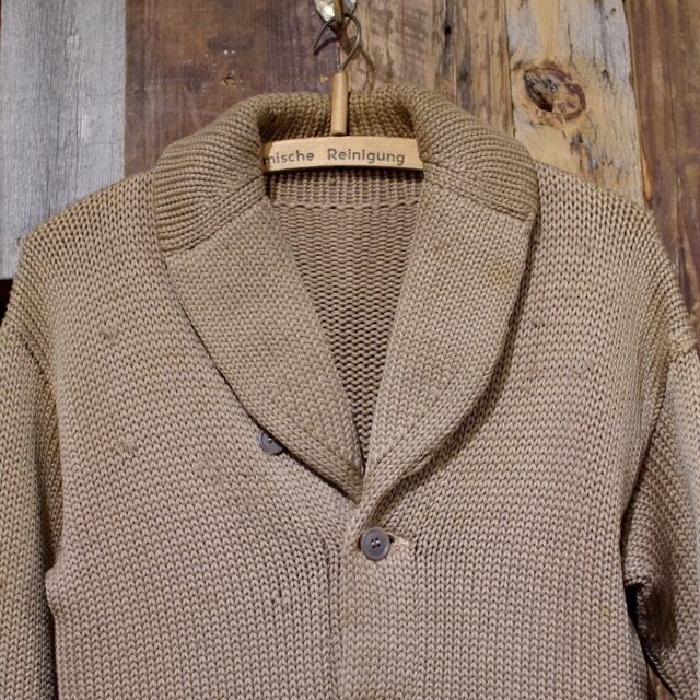 1930s Low Gauge Shawl Collar Athletic Cardigan / 30年代 ローゲージ