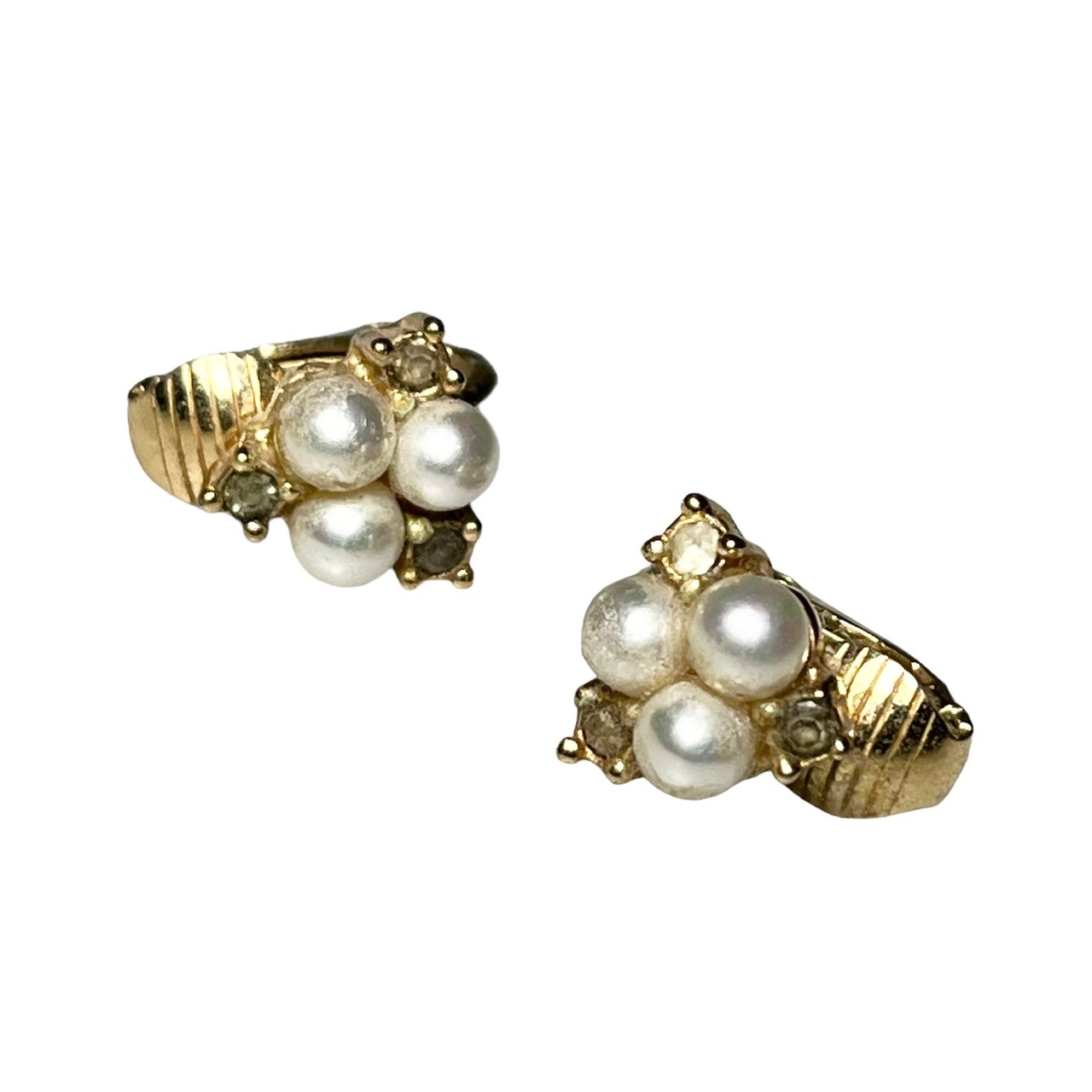 vintage CHIRISTIAN DIOR earring set with fake pearl & rhinestone