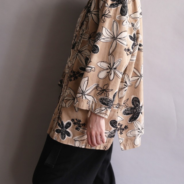 flower pattern box silhouette h/s shirt 