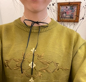 パールリボンネックレス ブラック