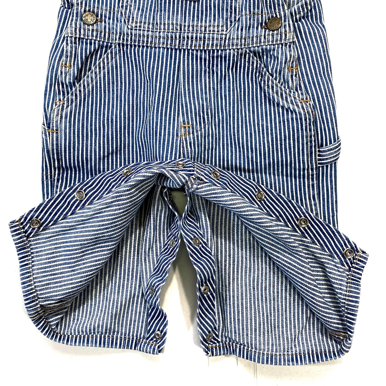 kids】オシュコシュ ヒッコリーストライプ オーバーオール ロンパース