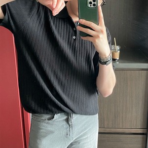 ケーブル風ニットポロシャツ　MT0080439