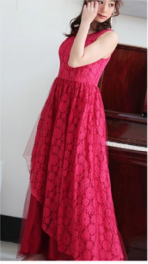 ★送料無料★(S)7号☆情熱的な背中ゴムと編み紐掛け総レースドレス[OPN2529]