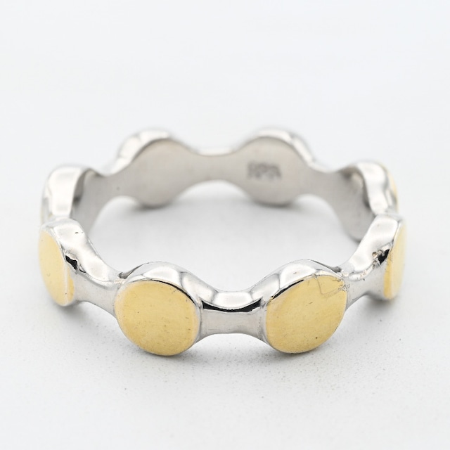 14K Gold/ Silver Two Tone Wavy Design Ring  #16.0 / Denmark