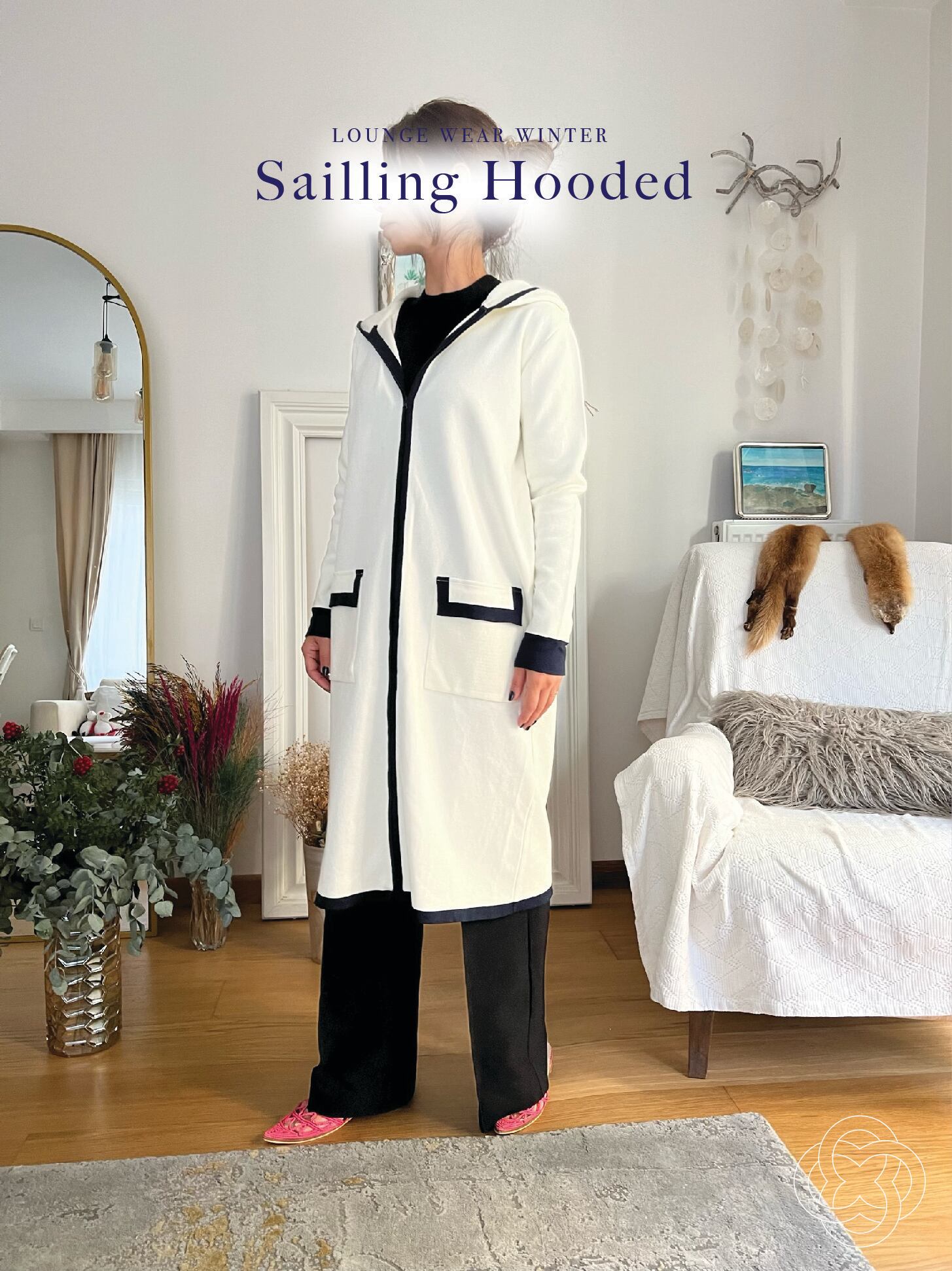 Sailing Hooded Cardigan Organic Cotton 100% ヨットフーデッド