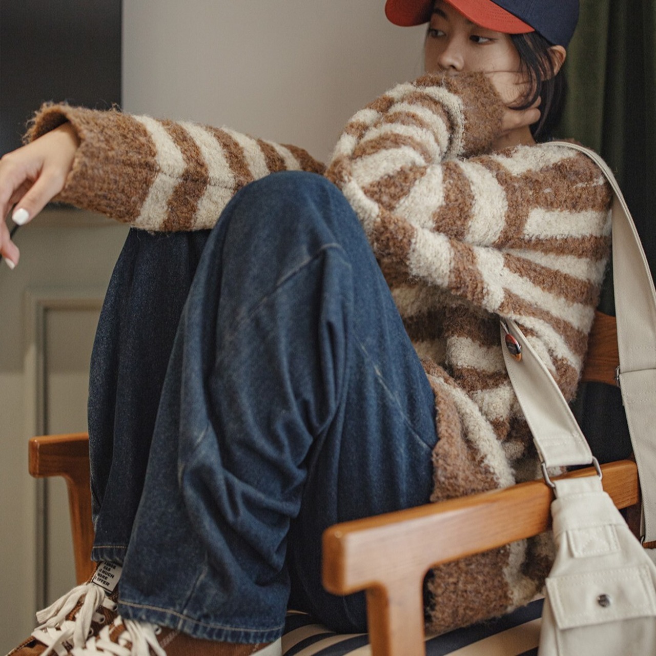 Oversize Striped Knitted Sweater / オーバーサイズ ストライプ ニット セーター