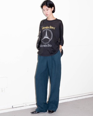 early 2000s EILEEN FISHER - tucked wide linen trousers